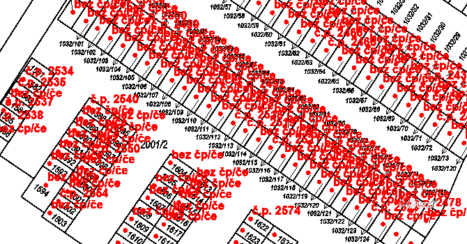Uničov 2518 na parcele st. 1032/113 v KÚ Uničov, Katastrální mapa