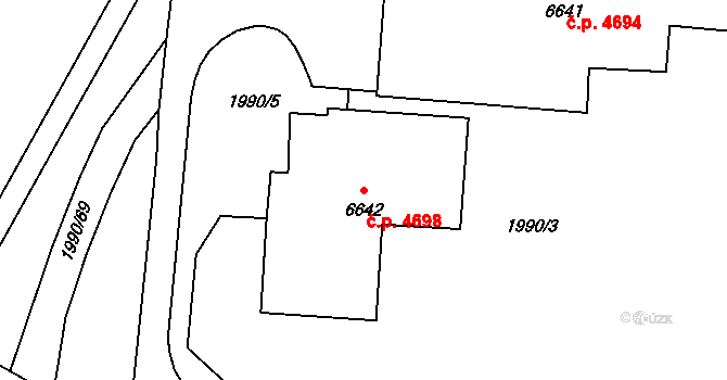 Zlín 4698 na parcele st. 6642 v KÚ Zlín, Katastrální mapa