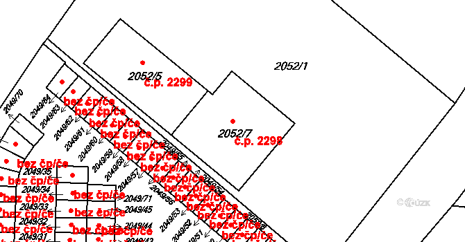 Zábřeh 2298 na parcele st. 2052/7 v KÚ Zábřeh na Moravě, Katastrální mapa