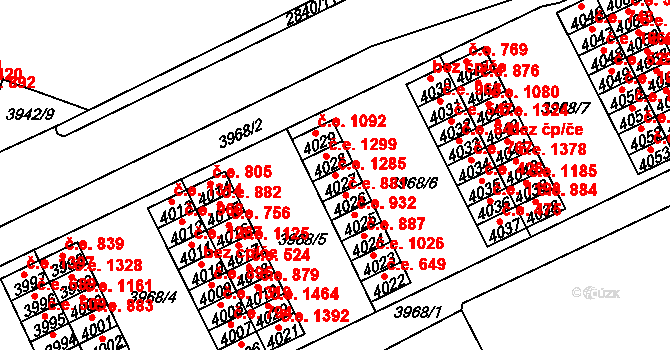 Chomutov 1285 na parcele st. 4027 v KÚ Chomutov I, Katastrální mapa