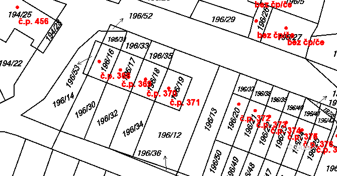 Pokratice 371, Litoměřice na parcele st. 196/19 v KÚ Pokratice, Katastrální mapa