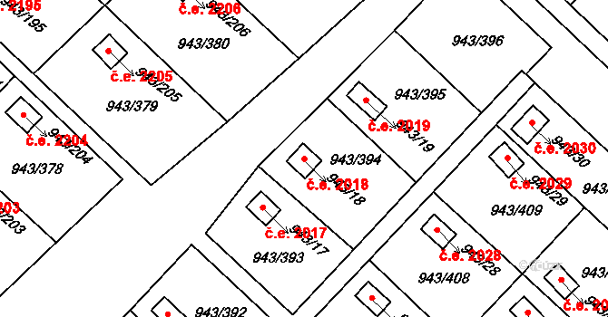 Velká Chuchle 2018, Praha na parcele st. 943/18 v KÚ Velká Chuchle, Katastrální mapa