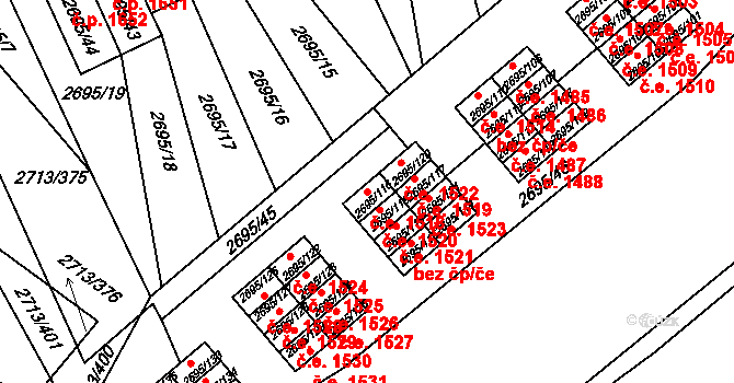 Pelhřimov 1518 na parcele st. 2695/116 v KÚ Pelhřimov, Katastrální mapa