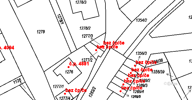 Jablonec nad Nisou 38456354 na parcele st. 1277/2 v KÚ Mšeno nad Nisou, Katastrální mapa