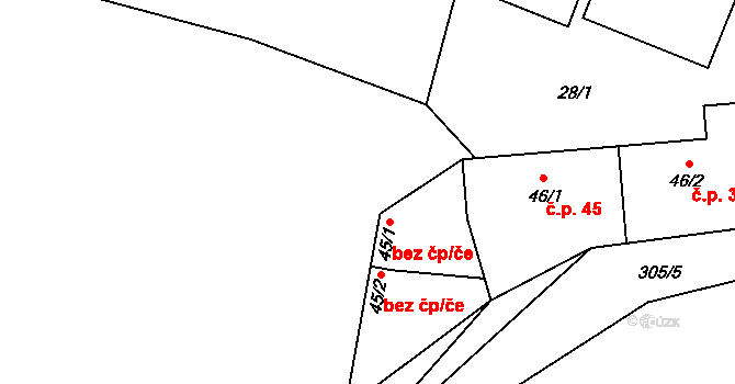 Vitice 39880354 na parcele st. 45/1 v KÚ Lipany u Vitic, Katastrální mapa