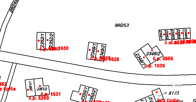 Zlín 1628 na parcele st. 2349/2 v KÚ Zlín, Katastrální mapa