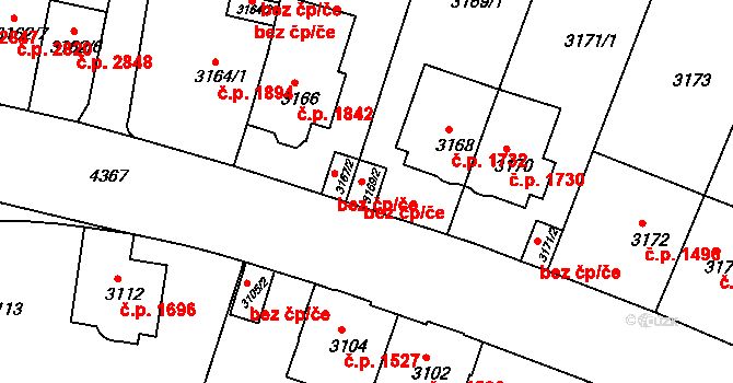 Teplice 45138354 na parcele st. 3169/2 v KÚ Teplice, Katastrální mapa