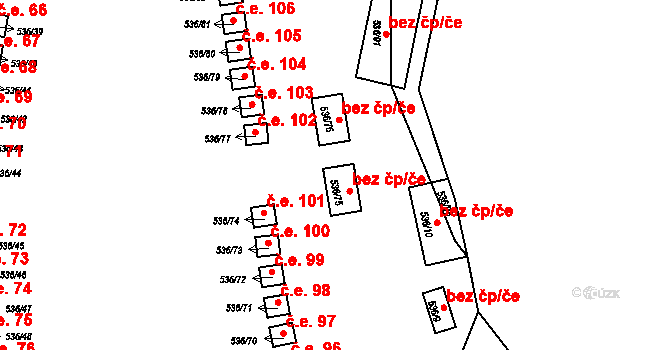 Biskoupky 46012354 na parcele st. 536/75 v KÚ Biskoupky na Moravě, Katastrální mapa
