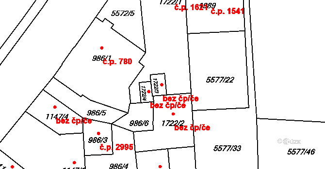 Žatec 47059354 na parcele st. 1722/3 v KÚ Žatec, Katastrální mapa