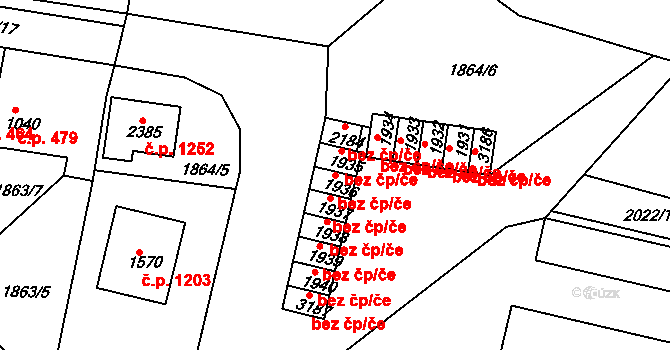 Rokycany 47233354 na parcele st. 1936 v KÚ Rokycany, Katastrální mapa