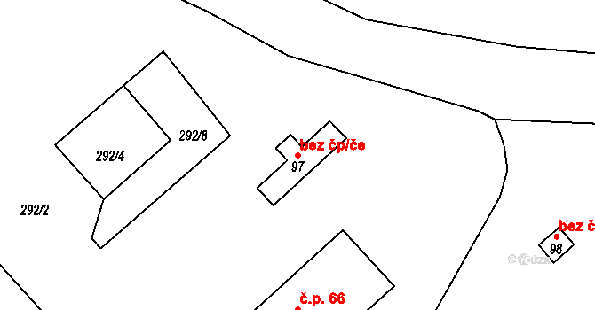 Chýnov 47424354 na parcele st. 97 v KÚ Kloužovice, Katastrální mapa
