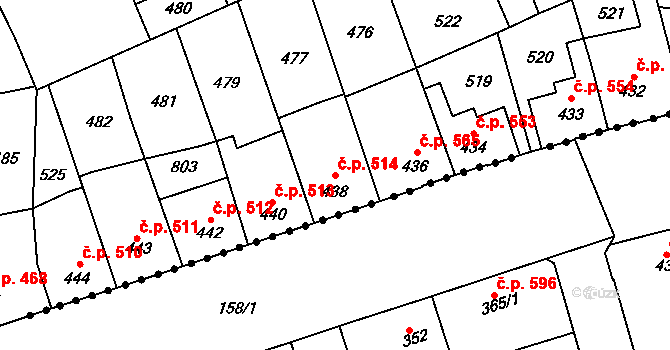 Kralupy nad Vltavou 514 na parcele st. 438 v KÚ Lobeč, Katastrální mapa