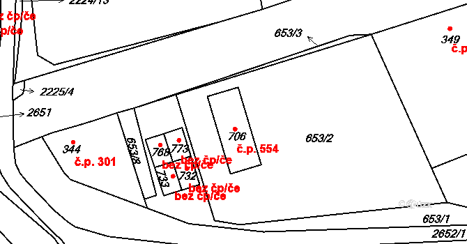 Radnice 554 na parcele st. 706 v KÚ Radnice u Rokycan, Katastrální mapa