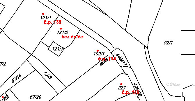 Malá Skalice 114, Česká Skalice na parcele st. 199/1 v KÚ Malá Skalice, Katastrální mapa