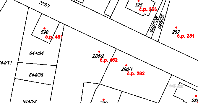 Krčín 462, Nové Město nad Metují na parcele st. 286/2 v KÚ Krčín, Katastrální mapa