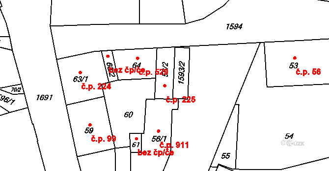 Hronov 225 na parcele st. 56/2 v KÚ Hronov, Katastrální mapa