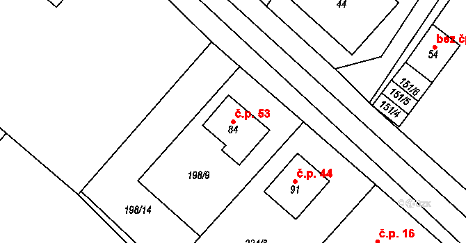 Sulíkov 53 na parcele st. 84 v KÚ Sulíkov, Katastrální mapa