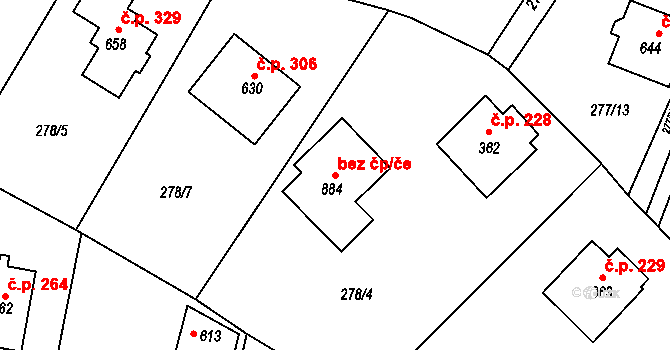 Losiná 88289354 na parcele st. 884 v KÚ Losiná u Plzně, Katastrální mapa