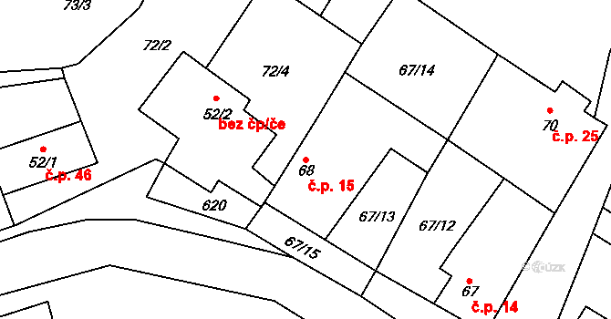 Sirákovice 15, Golčův Jeníkov na parcele st. 68 v KÚ Sirákovice, Katastrální mapa