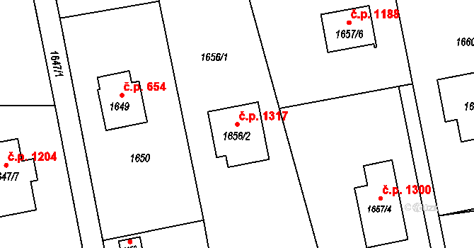 Vendryně 1317 na parcele st. 1656/2 v KÚ Vendryně, Katastrální mapa