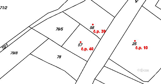Štipoklasy 40 na parcele st. 57 v KÚ Štipoklasy u Černín, Katastrální mapa