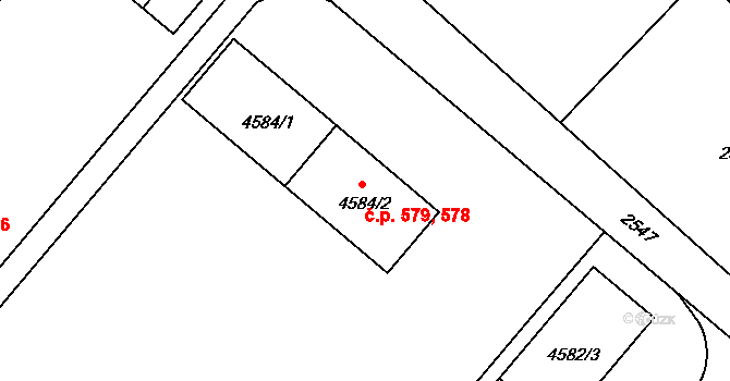 Hlouška 578,579, Kutná Hora na parcele st. 4584/2 v KÚ Kutná Hora, Katastrální mapa