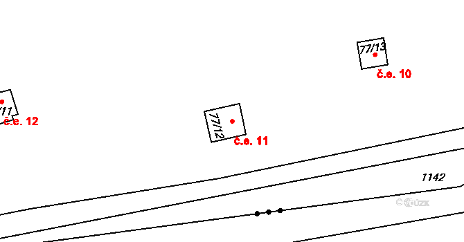 Malešín 11, Řehenice na parcele st. 77/12 v KÚ Malešín, Katastrální mapa