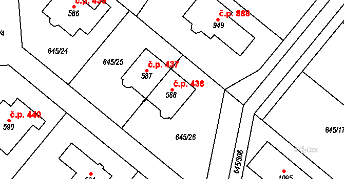 Líbeznice 438 na parcele st. 588 v KÚ Líbeznice, Katastrální mapa