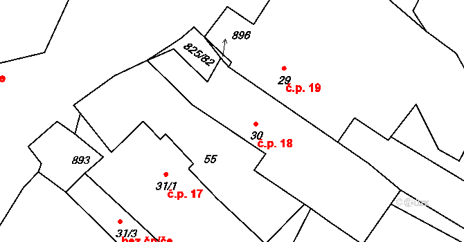 Hrbov 18, Polná na parcele st. 30 v KÚ Hrbov, Katastrální mapa