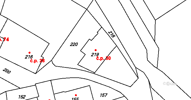 Janovice 30, Rýmařov na parcele st. 219 v KÚ Janovice u Rýmařova, Katastrální mapa