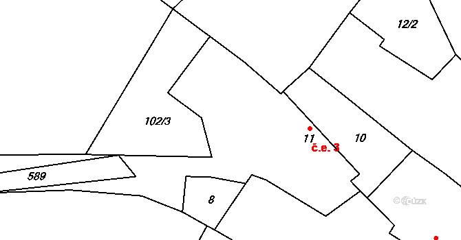 Broumovice 3, Neustupov na parcele st. 11 v KÚ Broumovice, Katastrální mapa