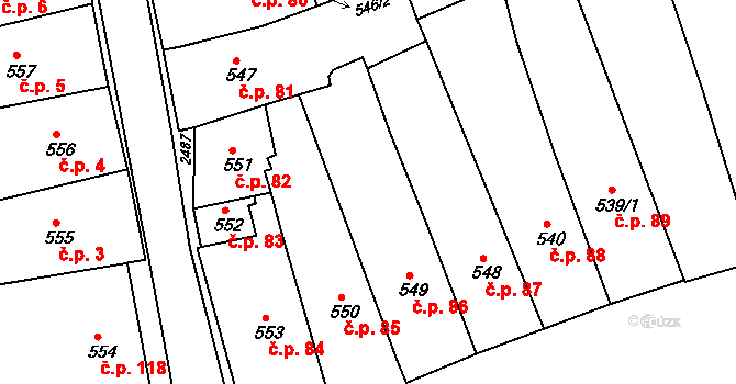 Třeboň I 86, Třeboň na parcele st. 549 v KÚ Třeboň, Katastrální mapa