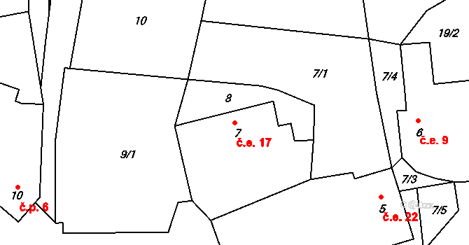 Lestkov 17 na parcele st. 7 v KÚ Dolní Víska, Katastrální mapa