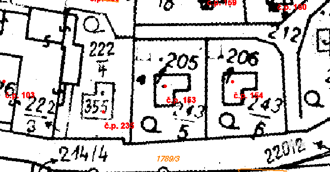 Studánka 153 na parcele st. 205 v KÚ Studánka u Tachova, Katastrální mapa