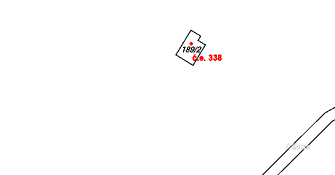 Ústí 338, Kočov na parcele st. 189/2 v KÚ Ústí nad Mží, Katastrální mapa