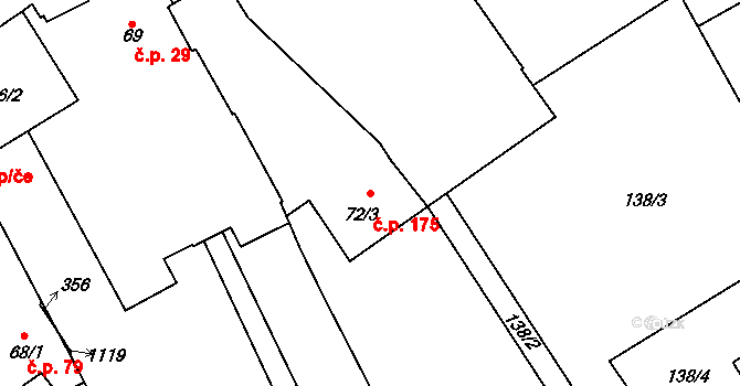 Štarnov 175 na parcele st. 72/3 v KÚ Štarnov, Katastrální mapa