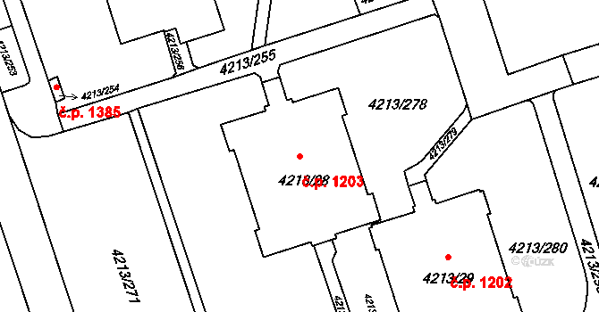 Lutyně 1203, Orlová na parcele st. 4213/28 v KÚ Horní Lutyně, Katastrální mapa
