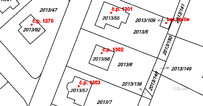 Pelhřimov 1302 na parcele st. 2013/56 v KÚ Pelhřimov, Katastrální mapa