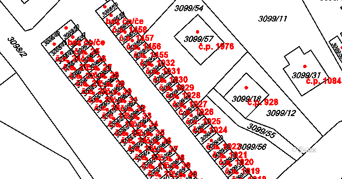 Pelhřimov 1027 na parcele st. 3099/46 v KÚ Pelhřimov, Katastrální mapa