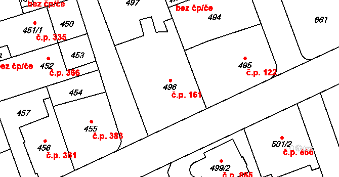 Radotín 161, Praha na parcele st. 496 v KÚ Radotín, Katastrální mapa