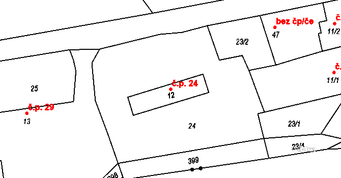 Dunovice 24, Cehnice na parcele st. 12 v KÚ Dunovice, Katastrální mapa
