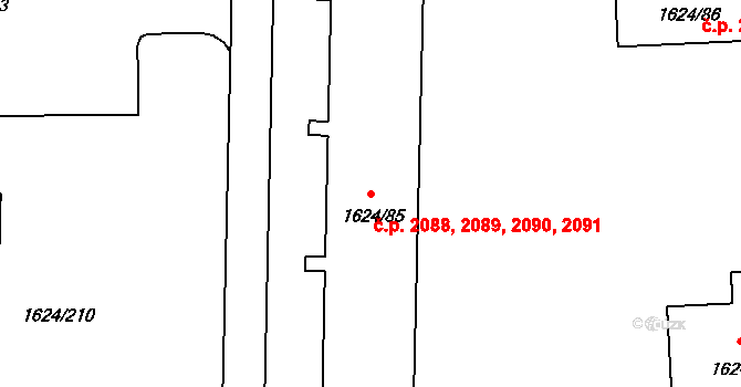 Mizerov 2088,2089,2090,2091, Karviná na parcele st. 1624/85 v KÚ Karviná-město, Katastrální mapa