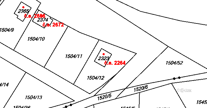 Litice 2264, Plzeň na parcele st. 2323 v KÚ Valcha, Katastrální mapa