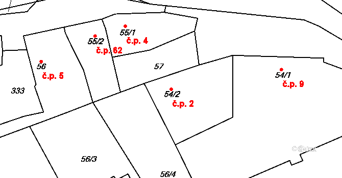 Pašinka 2 na parcele st. 54/2 v KÚ Pašinka, Katastrální mapa