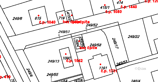 Kladno 38586355 na parcele st. 1064 v KÚ Hnidousy, Katastrální mapa