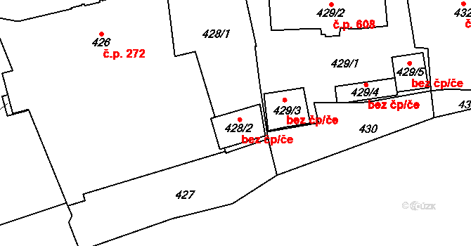 Teplice 39153355 na parcele st. 428/2 v KÚ Teplice, Katastrální mapa