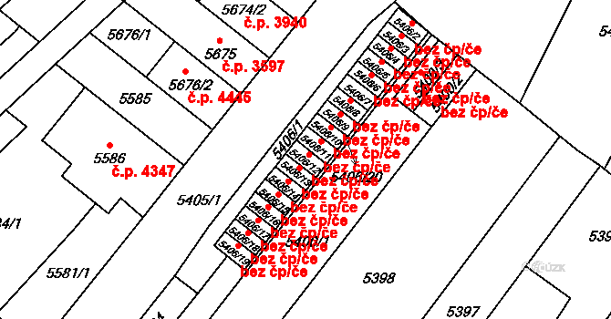Brno 39477355 na parcele st. 5406/12 v KÚ Židenice, Katastrální mapa