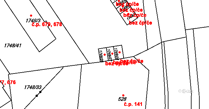 Jaroměř 40101355 na parcele st. 1748/26 v KÚ Jaroměř, Katastrální mapa