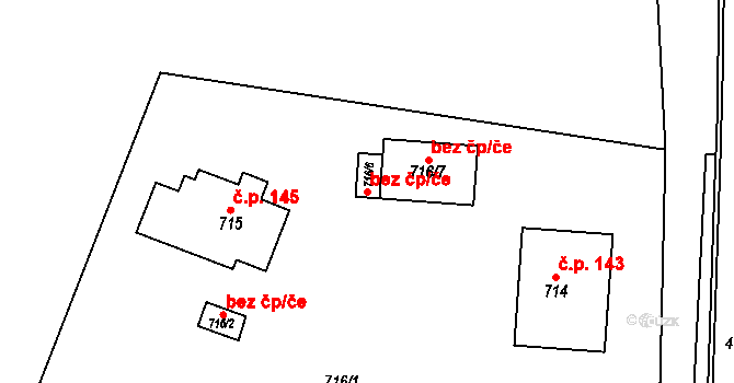Praha 40448355 na parcele st. 716/6 v KÚ Bohnice, Katastrální mapa