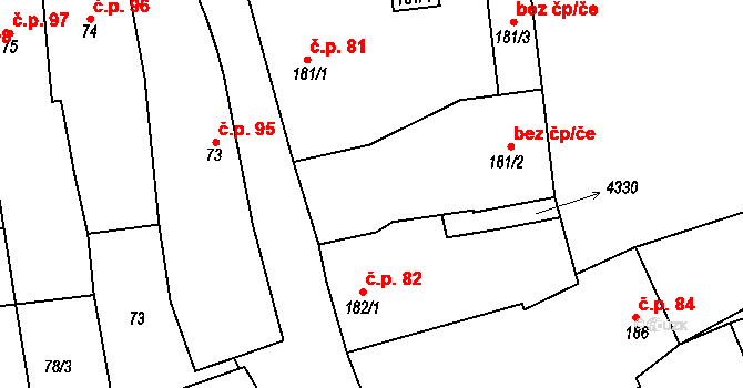 Dobřany 41536355 na parcele st. 181/2 v KÚ Dobřany, Katastrální mapa
